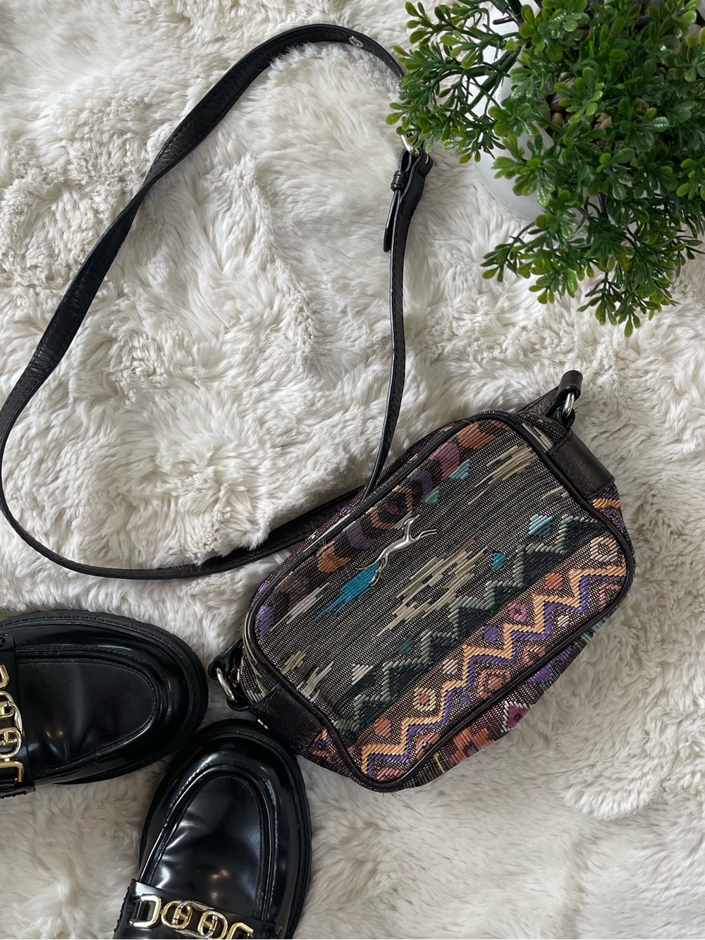 Bimba Y Lola Geometric Tapestry Crossbody Bag
